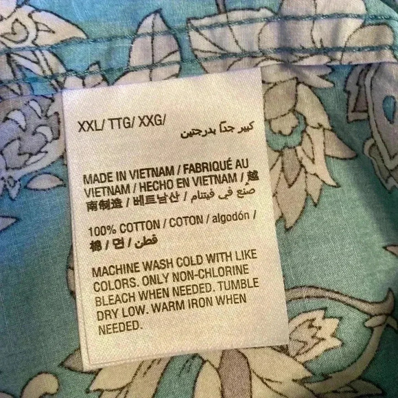 Tasso Elba Men’s Teal Floral Print Short Sleeve Button Front Shirt Size XXL. - Picture 7 of 10